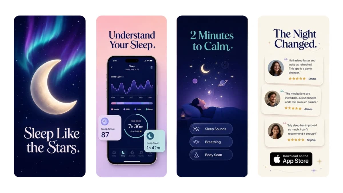 Sleep tracker & mindfulness app screenshots