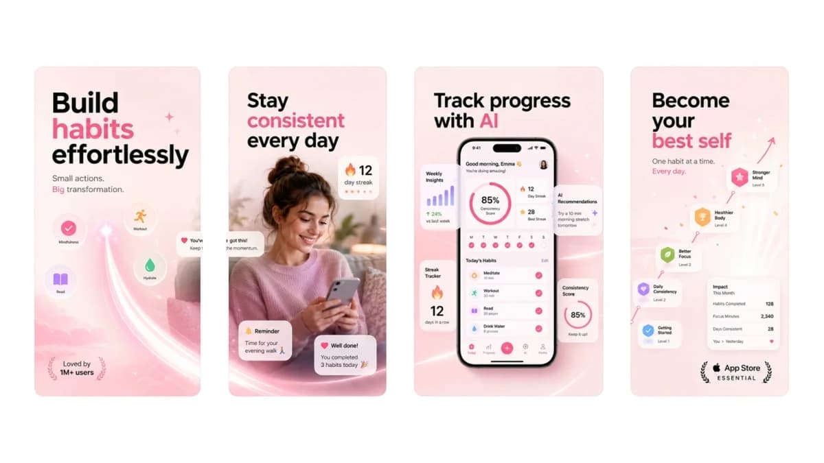 Habit tracker app screenshots
