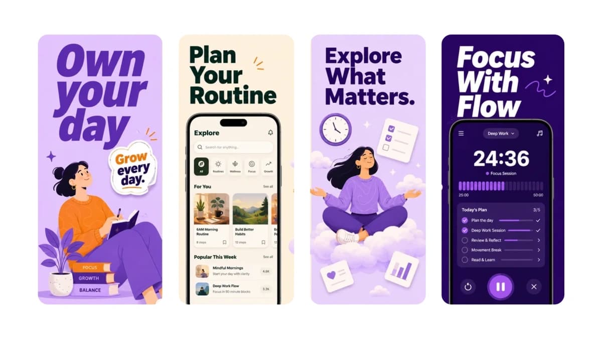 Routine/Focus app screenshots