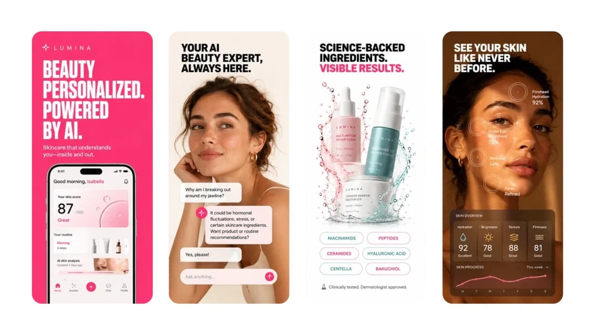 Lumina Beauty app screenshots